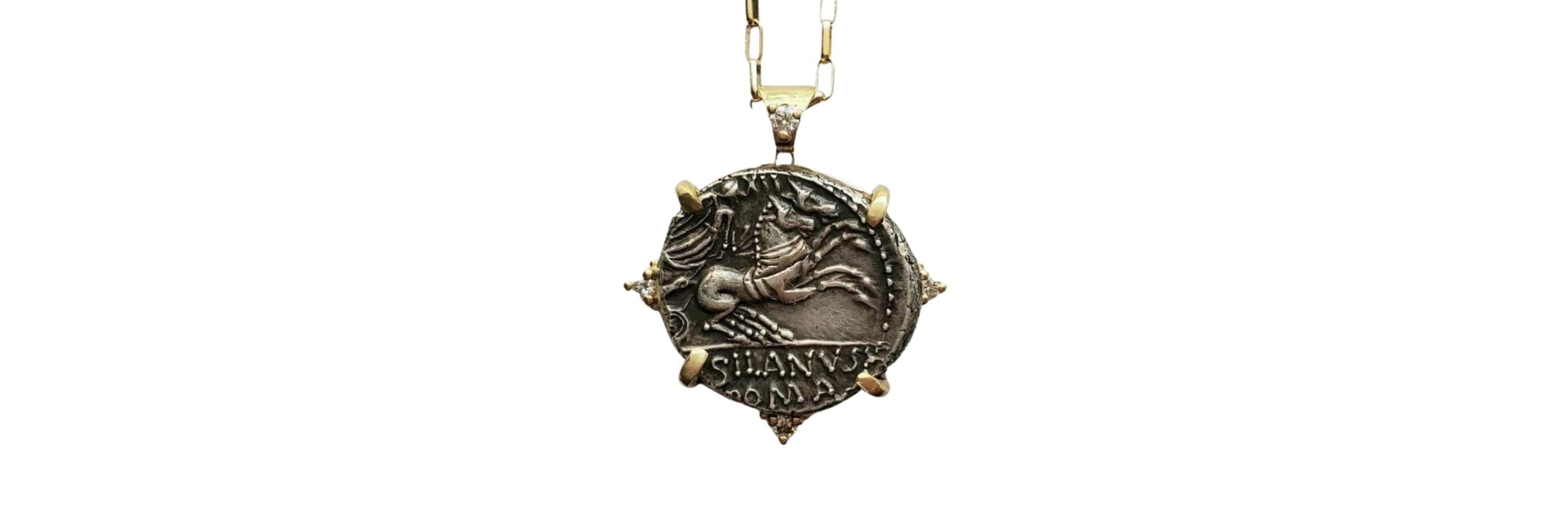 Ancient Roman Republic coins set in 18kt gold