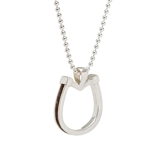 Large horseshoe pendant with inset horsehair braid