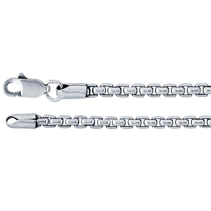 Oxidized sterling silver rounded box chain 2.5mm