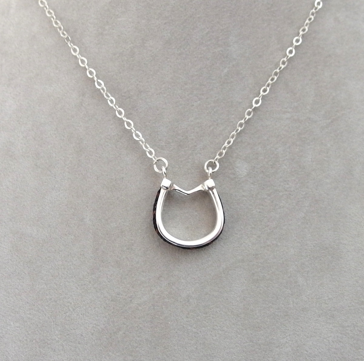 Small Horseshoe Necklace with Horsehair Braid