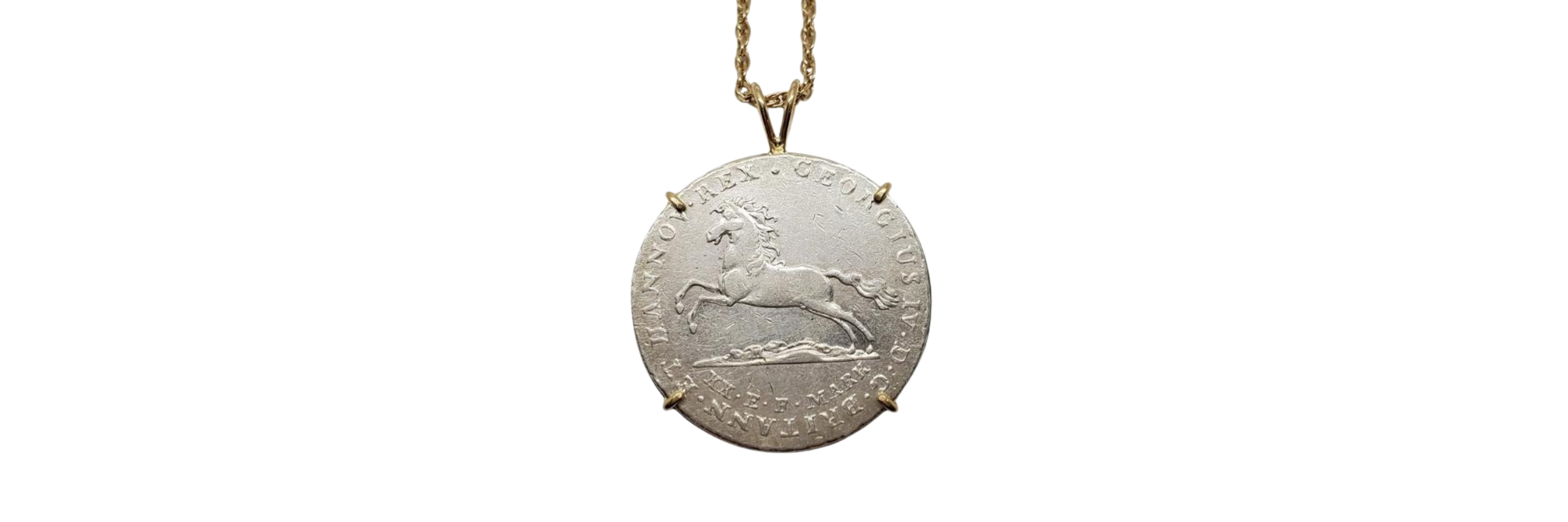 Equestrian inspired antique coins set into jewelry
