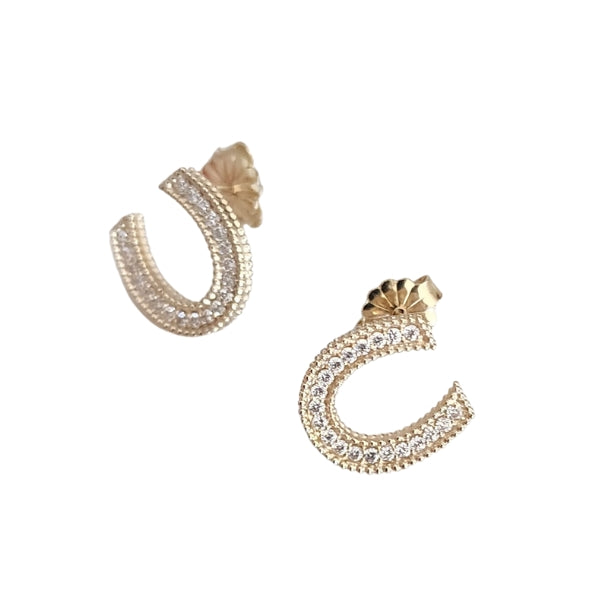 Horseshoe earrings in 14kt gold with .2 ctw diamonds