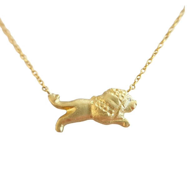 Gold lion necklace cast from an ancient bronze artifact.