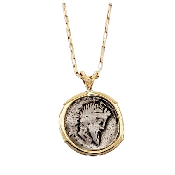 Roman Republic Silver Pegasus Ancient Coin 90 BC 18kt Gold Pendant back 