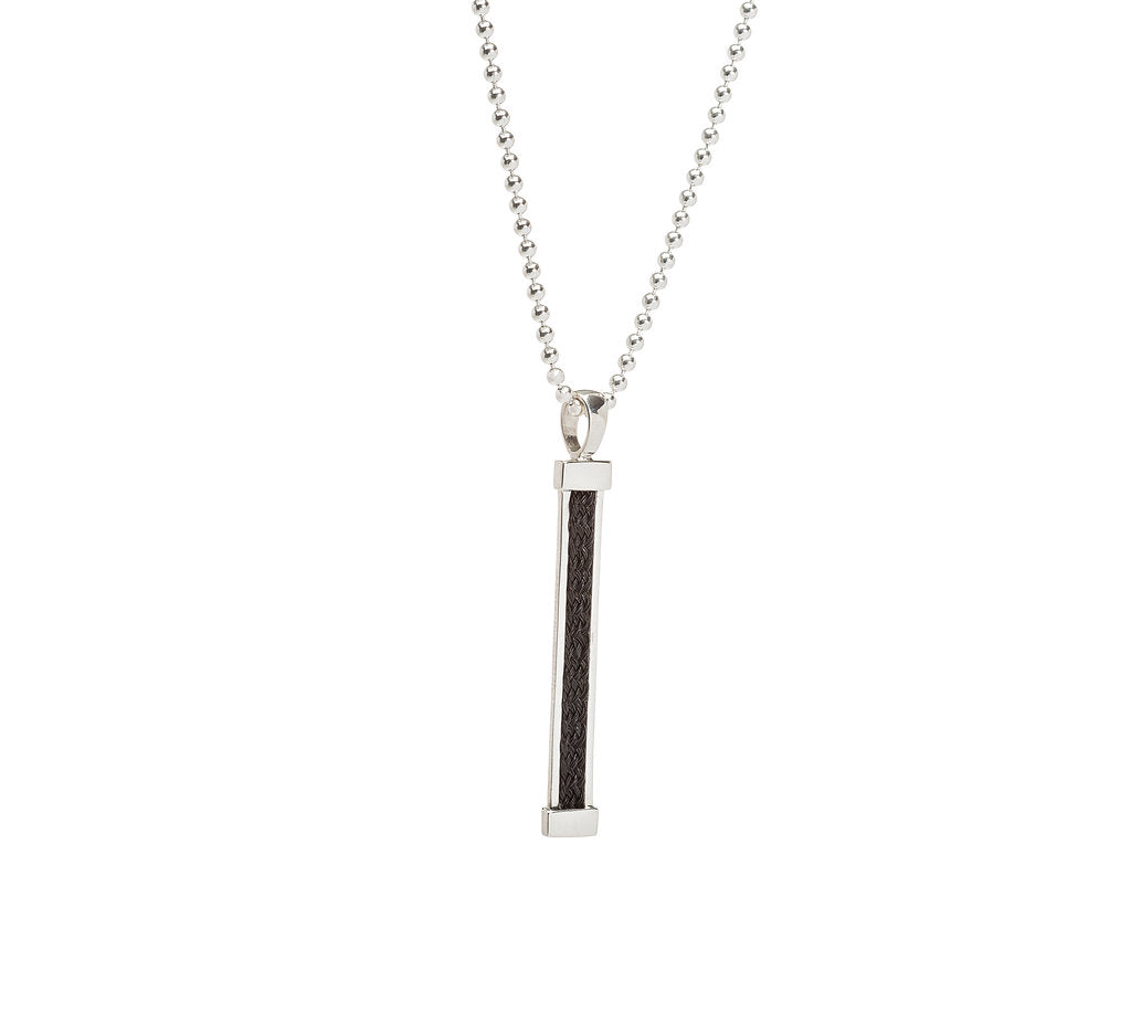 Vertical Bar Pendant with Inset Horsehair Braid