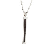 Large vertical bar pendant with inset ribbon horsehair braid