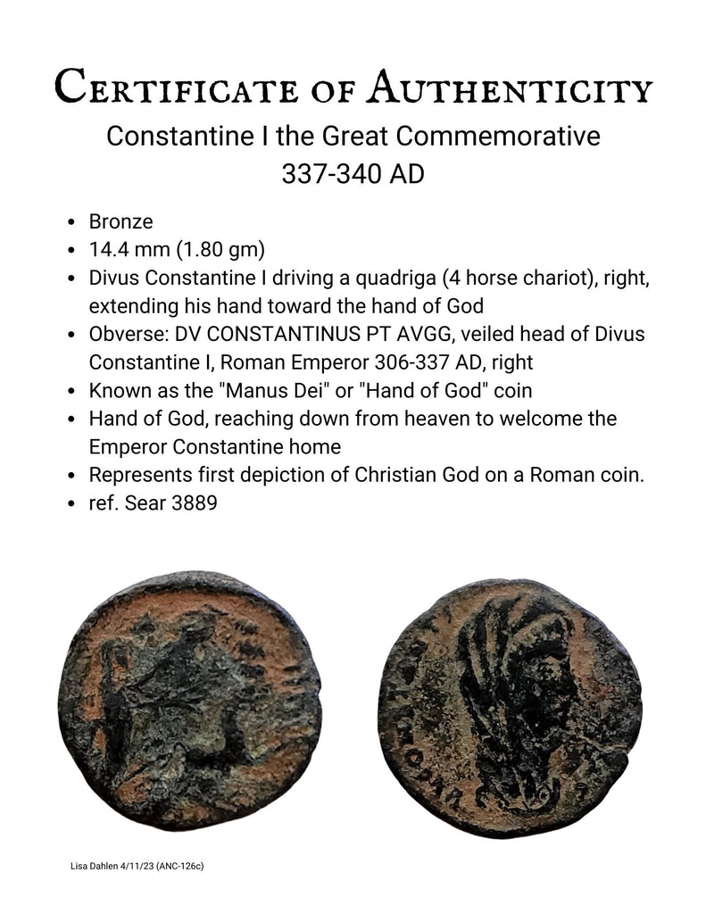 Constantine the Great Commemorative Coin Ring 337-340 AD (126c)