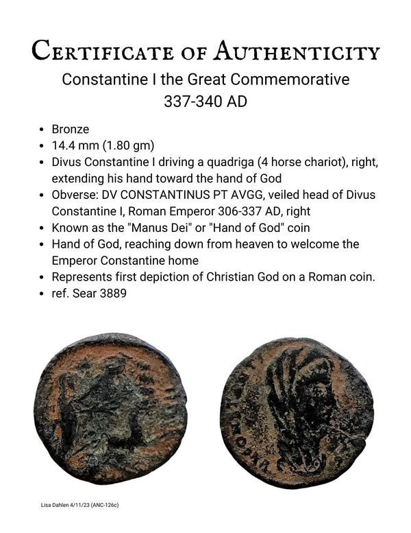 Constantine the Great Commemorative Coin Ring 337-340 AD (126c)
