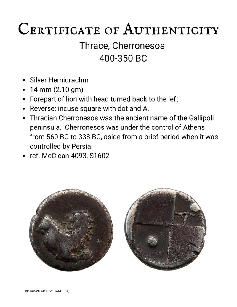Greek Cherronesos Lion Coin Ring 400-350 BC (134)