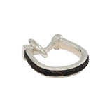 Silver small horseshoe charm with inset horsehair braid