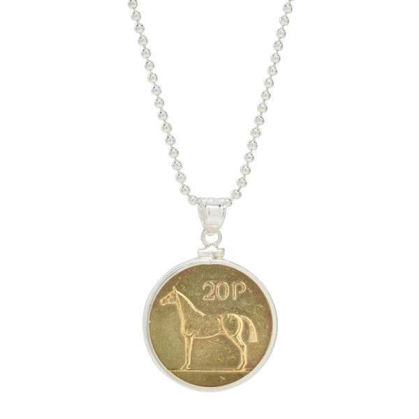 Irish 20 Pence coin pendant