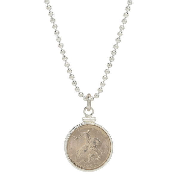 Russian 5 ruble coin in sterling silver mount
