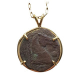 Ancient Greek Bronze Coin Carthage Horse Head Gold Pendant