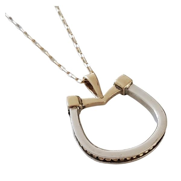 Large Gold and Silver Horseshoe Pendant with inset Gold 