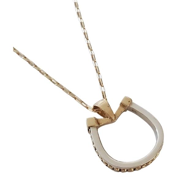 Medium Gold and Silver Horseshoe Pendant with Gold Beads