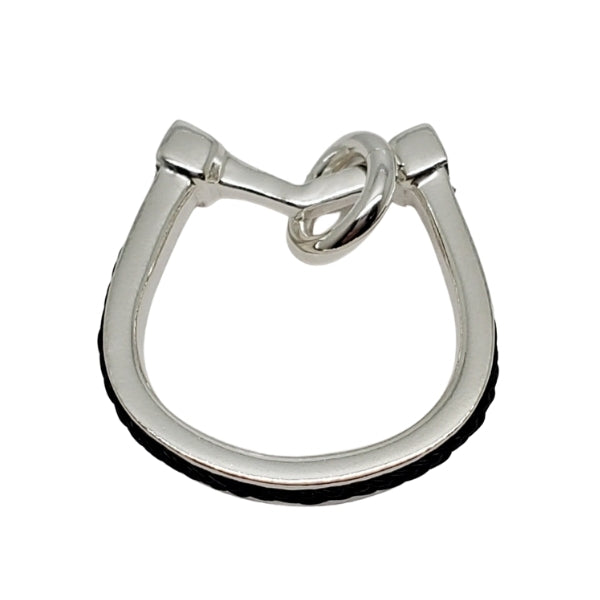 Medium horseshoe pendant charm with horsehair braid