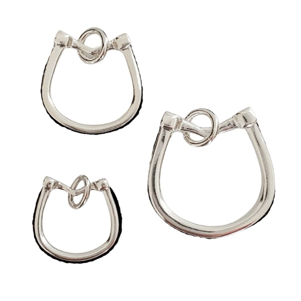 3 sizes of Horseshoe Charms with inset Horsehair braid