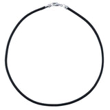 Leather cord with silver clasp.  Pandora style with end cap that unscrews.