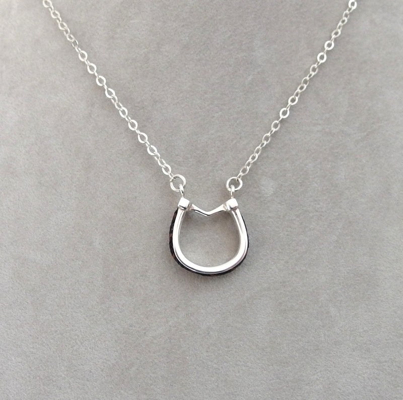 Small Horseshoe Necklace with Horsehair Braid